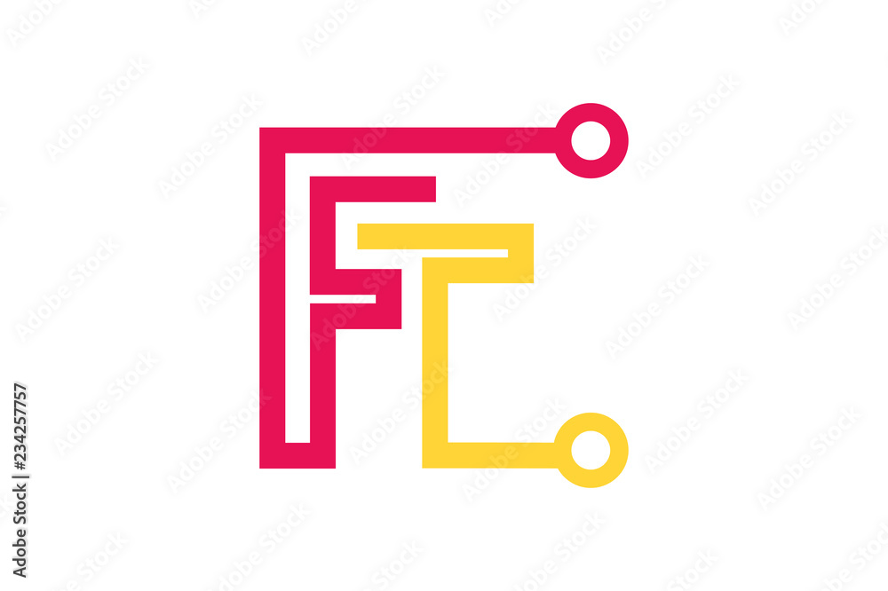 Letter F and T logo. terminals for connection.