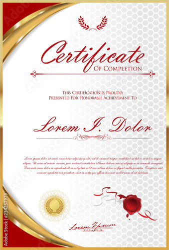 Certificate or diploma retro template