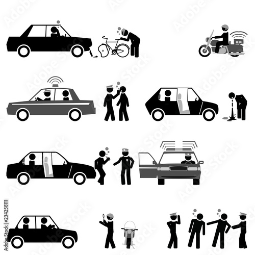 Traffic police control road safety and sobriety of drivers