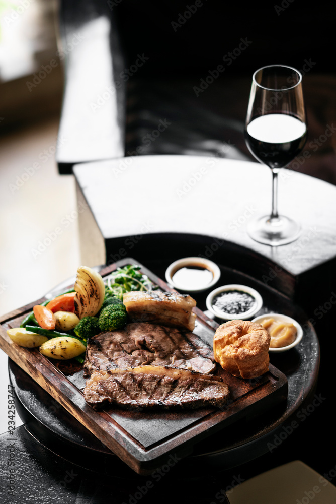 sunday roast beef traditional british meal set on table sunday roast beef traditional british meal set on table
