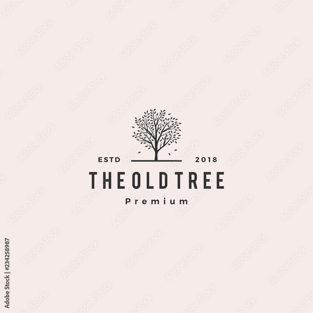 Obraz premium tree logo retro hipster vintage logo label