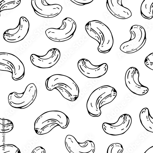 Pattern of vector illustrations on the nutrition theme; set of cashews. Realistic isolated objects for your design.