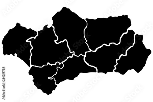 Mapa negro de Andalucía. 