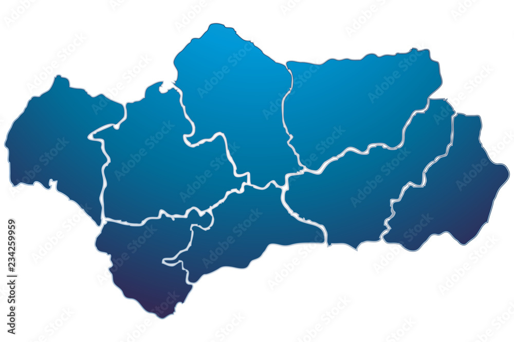 Obraz premium Mapa azul de Andalucía. 