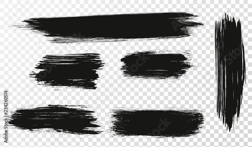 Vector set of hand drawn brush strokes, paint texture. Handmade design elements.