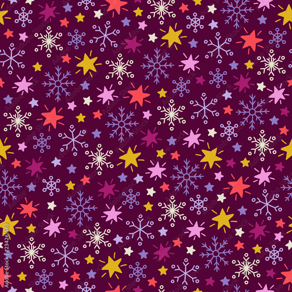 Christmas seamless pattern with snowflakes and stars Christmas seamless pattern with snowflakes and stars