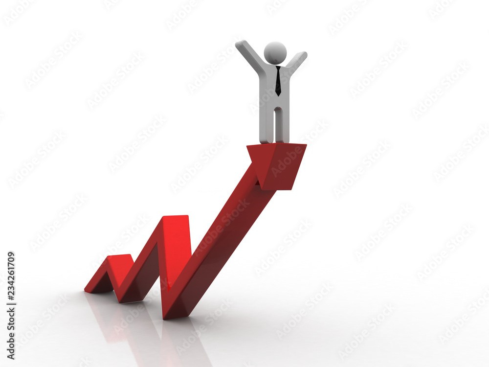 3d rendering business leadership standing up arrow 3d rendering business leadership standing up arrow