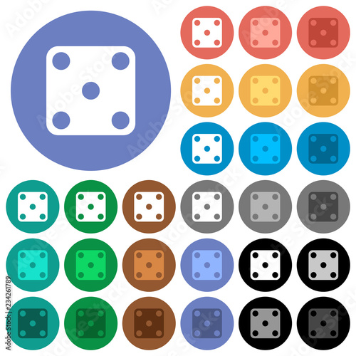 Domino five round flat multi colored icons