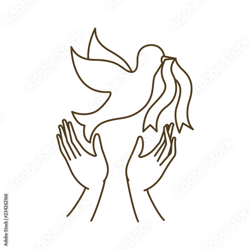 dove of peace with open hands avatar character