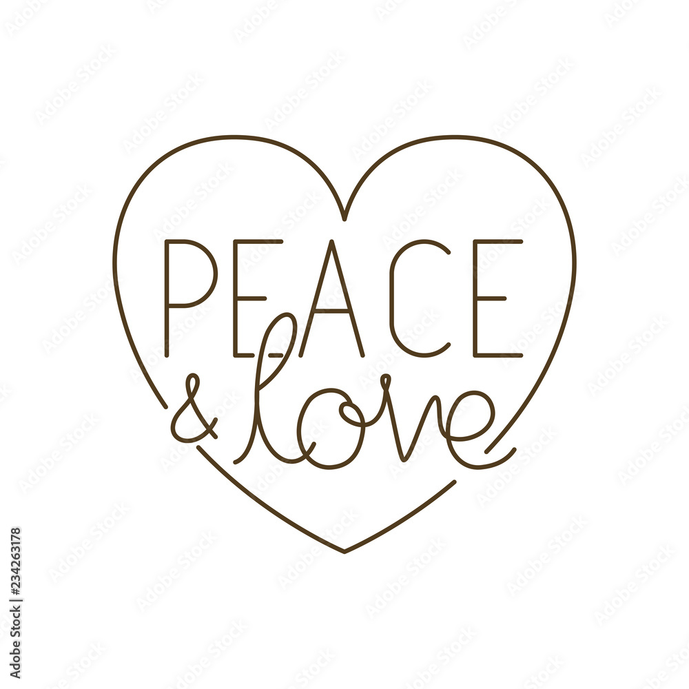 peace and love with heart isolated icon peace and love with heart isolated icon