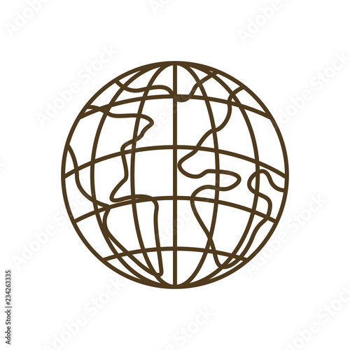 earth globe with parallels and meridians isolated icon