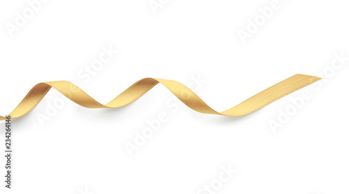 Canvastavla Beautiful golden ribbon on white background