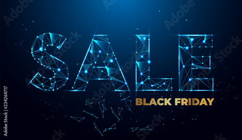 Black friday sale banner. Geometric polygonal sale banner.