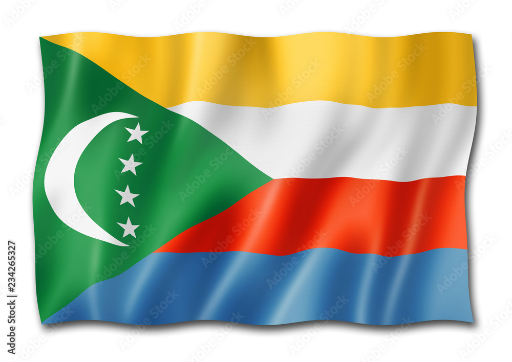 Naklejka premium Comorian flag isolated on white