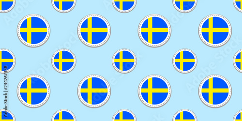 Free Download Sweden round flag seamless pattern. Swedish background. Vector circle icons. Geometric symbols. Texture for sports pages, competition, games, travelling, school design elements. patriotic wallpaper. - GFXLoad
