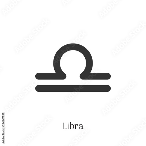 Libra zodiac sign isolated on white background. Star sign for astrology horoscope. Zodiac line stylized symbol. Astrological calendar pictogram, horoscope constellation vector illustration.