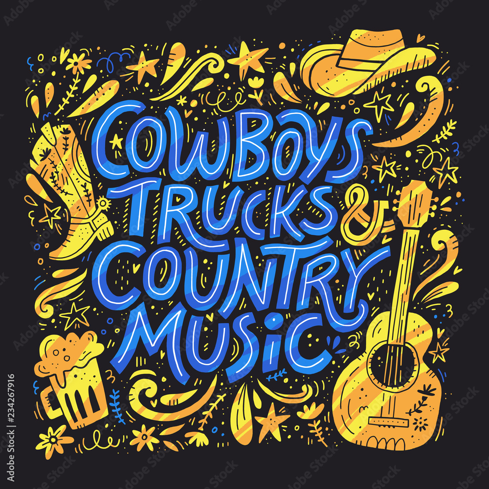 Country music festival retro poster vector template