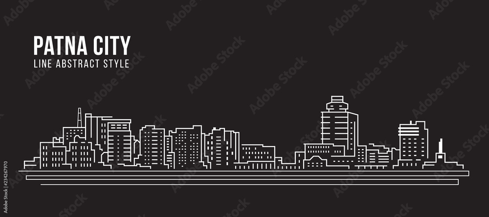 Cityscape Building Line art Vector Illustration design - Patna city