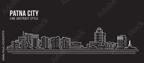 Cityscape Building Line art Vector Illustration design - Patna city