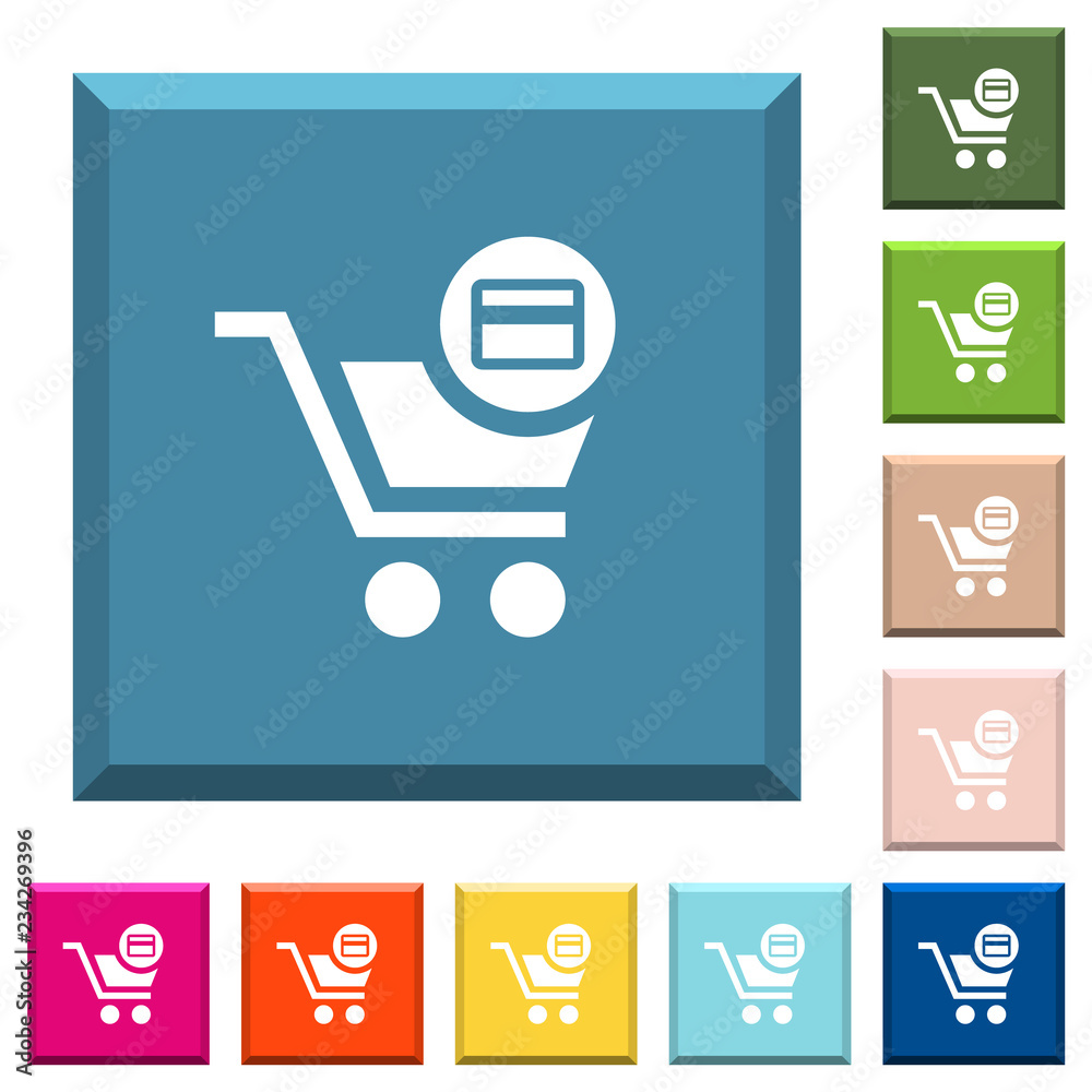 Credit card checkout white icons on edged square buttons Credit card checkout white icons on edged square buttons