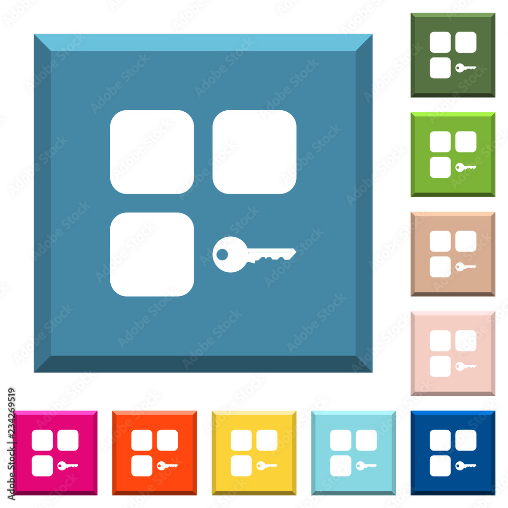 Secure component white icons on edged square buttons Secure component white icons on edged square buttons