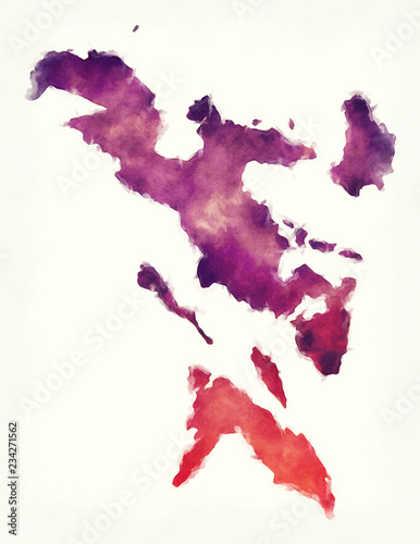 Bicol region watercolor map of the Philippines photo