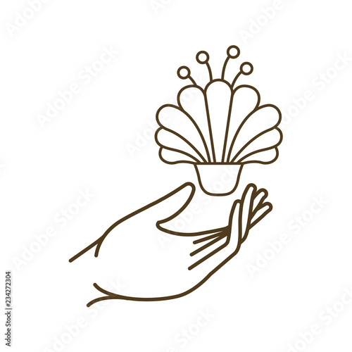 open hand with flower avatar character