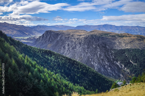 Mountains and forest around Lake Wakatipu, New Zealand