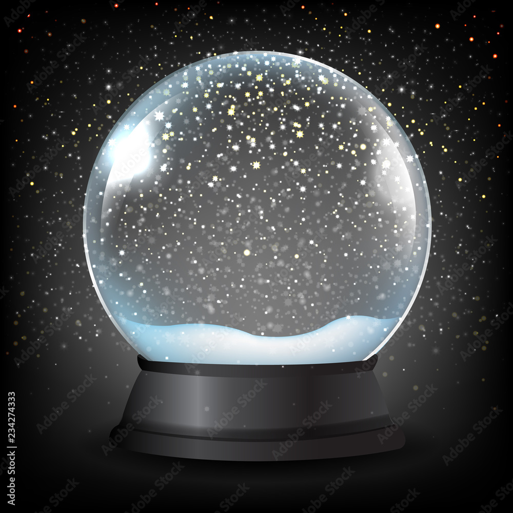 Winter Snow Globe With Black Background Stock Vector | Adobe Stock