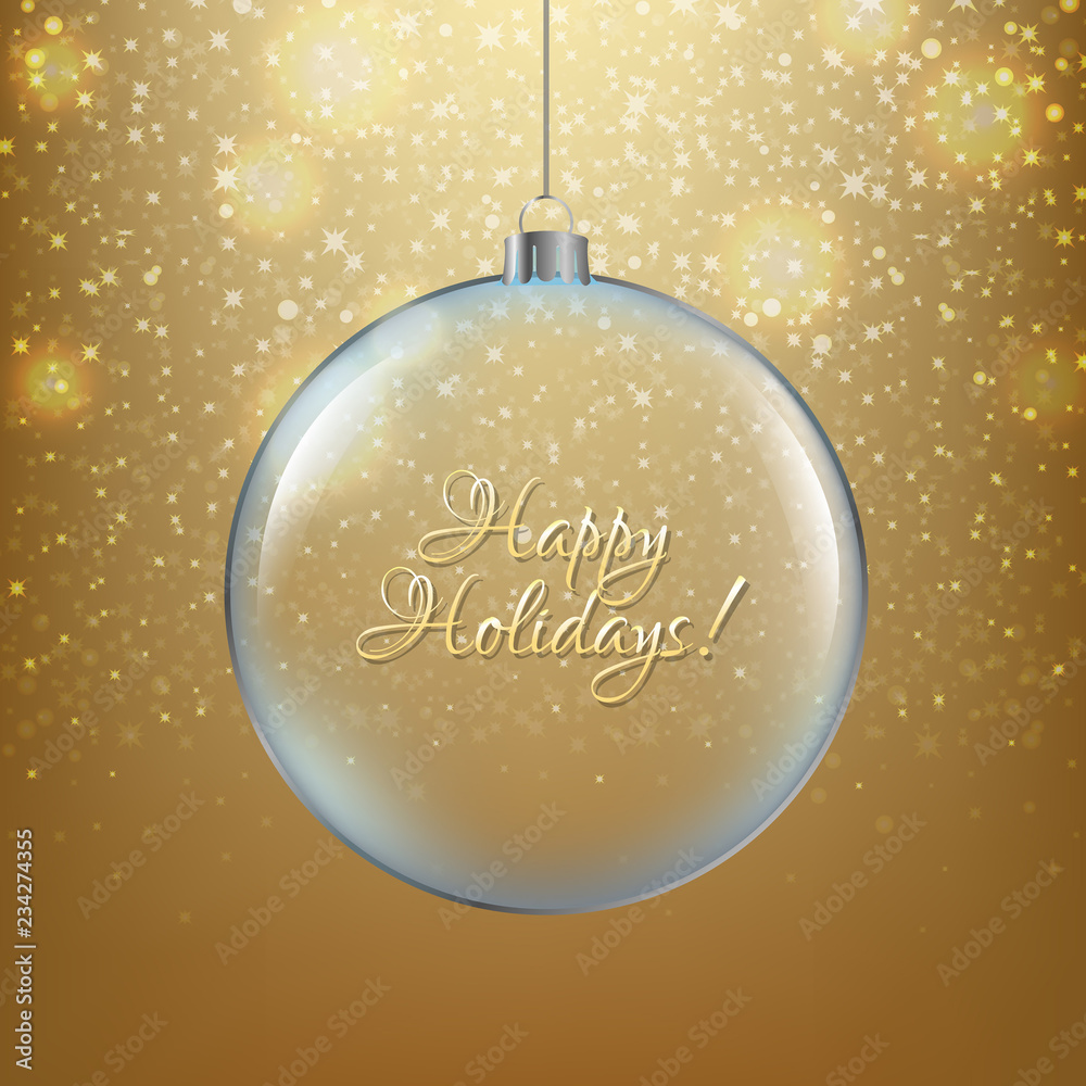 Xmas Ball With Golden Background Xmas Ball With Golden Background