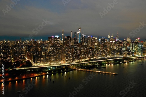 Manhatten Aerial View Night Hudson  © STOCKeurope24