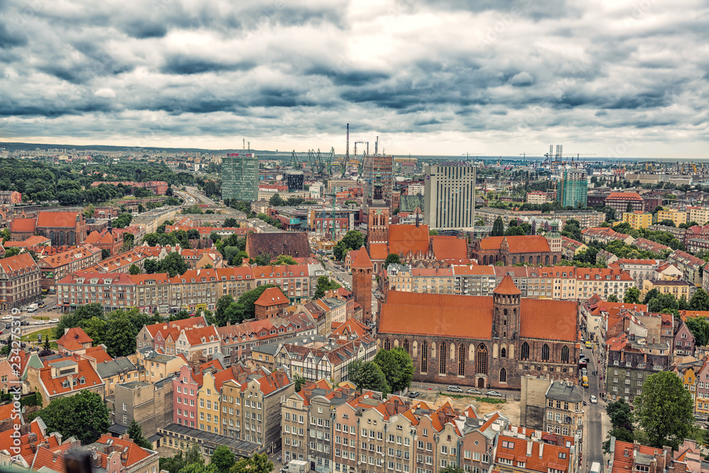 Aerial view Of Old Town in Gdansk,Poland