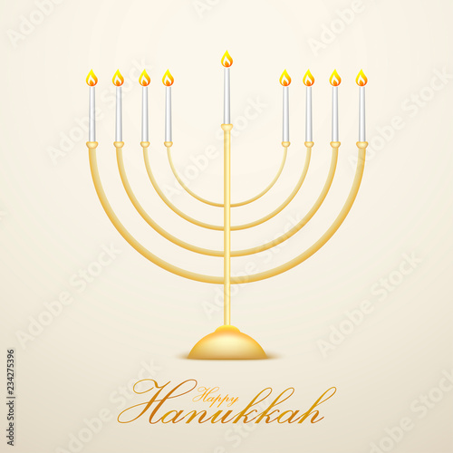 Hanukkah, the jewish festival of lights festive background with menorah on white abstract background. Vector illustration