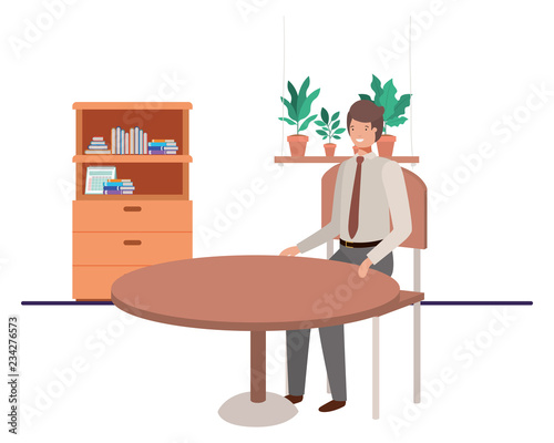 businessman sitting in the living room
