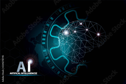 Artificial Intelligence Global communication network and AI concept.