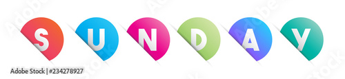 The word Sunday. Colorful letters on a white background
