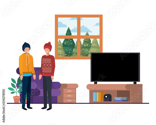 men living room with view the landscape by window
