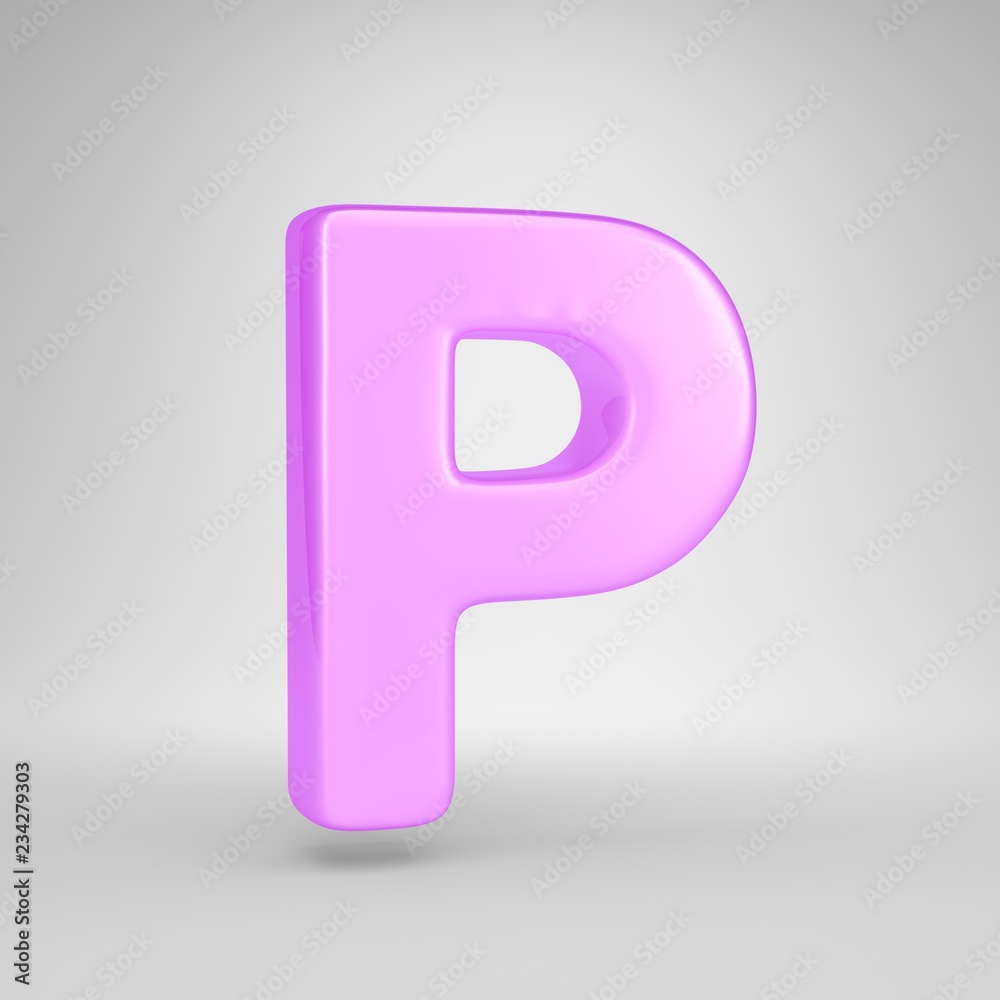 Glossy pink bubble gum letter P uppercase isolated on white background Glossy pink bubble gum letter P uppercase isolated on white background