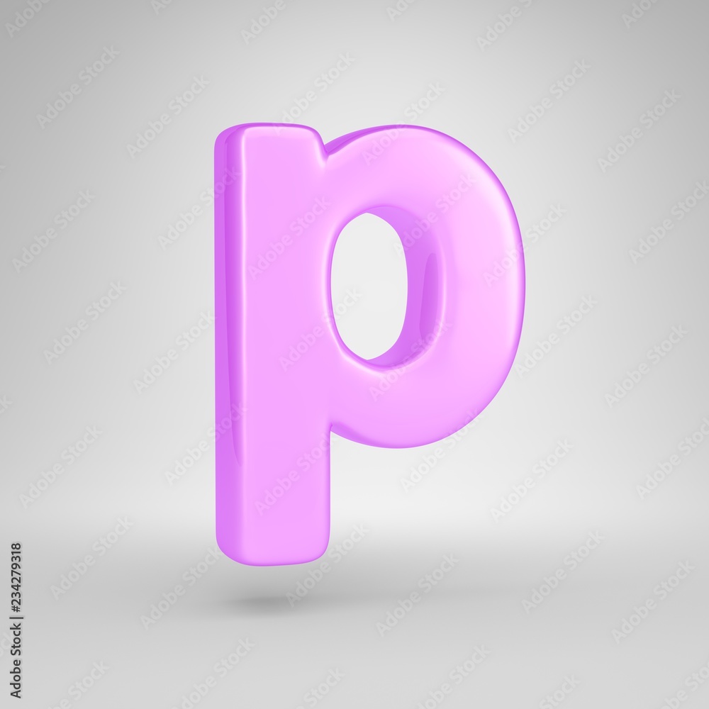 Glossy pink bubble gum letter P lowercase isolated on white background Glossy pink bubble gum letter P lowercase isolated on white background