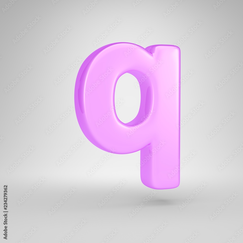 Glossy pink bubble gum letter Q lowercase isolated on white background Glossy pink bubble gum letter Q lowercase isolated on white background
