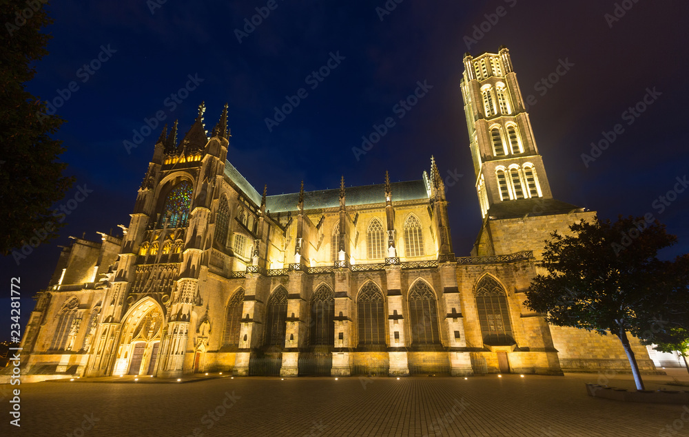 Night view of Limoges Cathedral