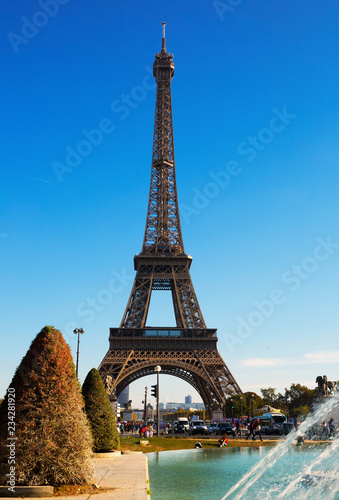  Eiffel Tower on blue sky background