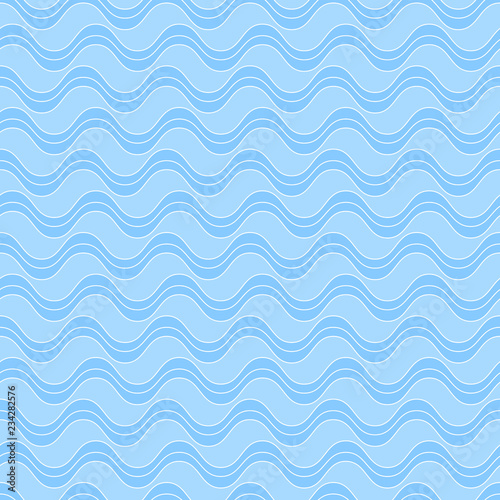 Blue and white simple geometric waves seamless pattern, vector