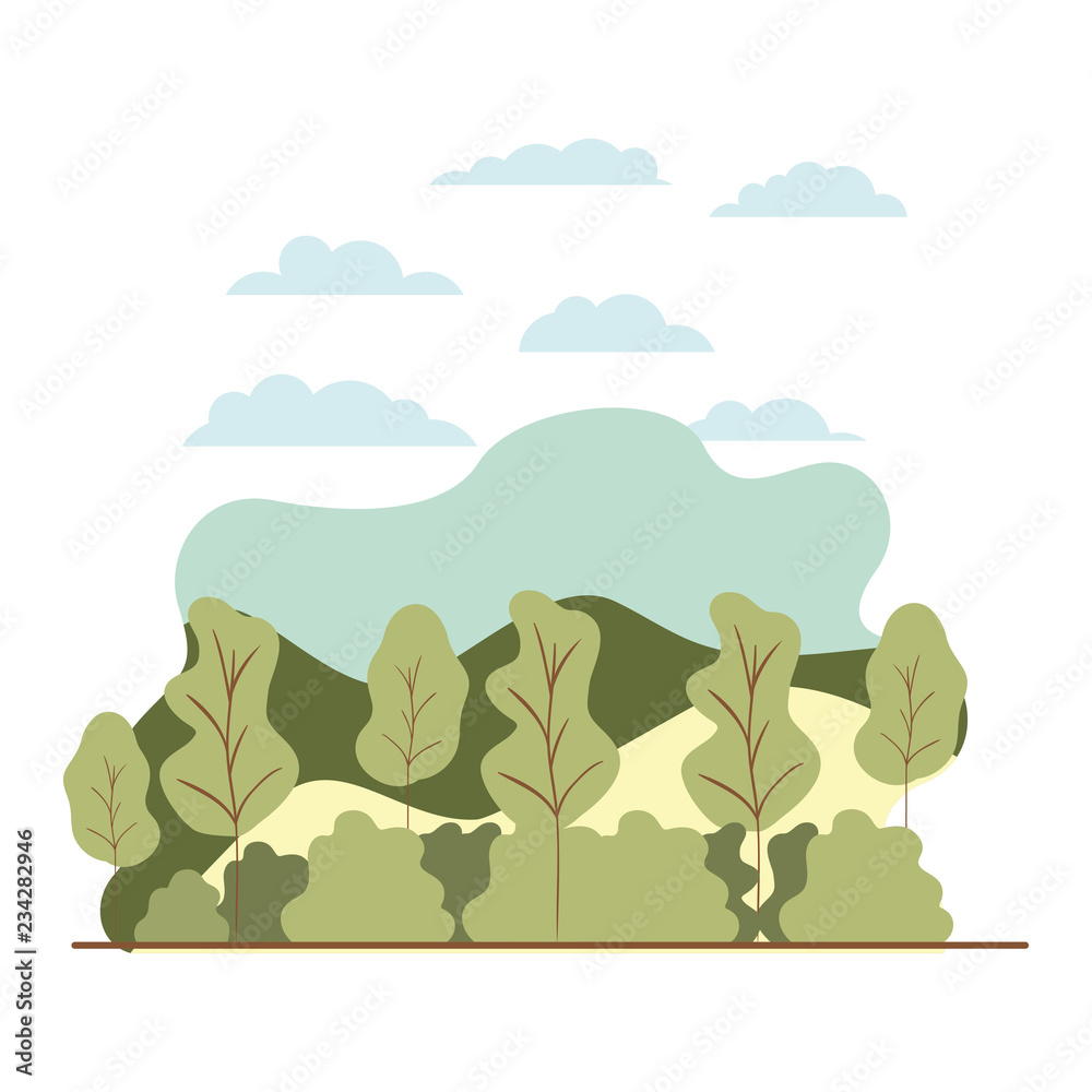 Obraz premium trees plant with landscape isolated icon