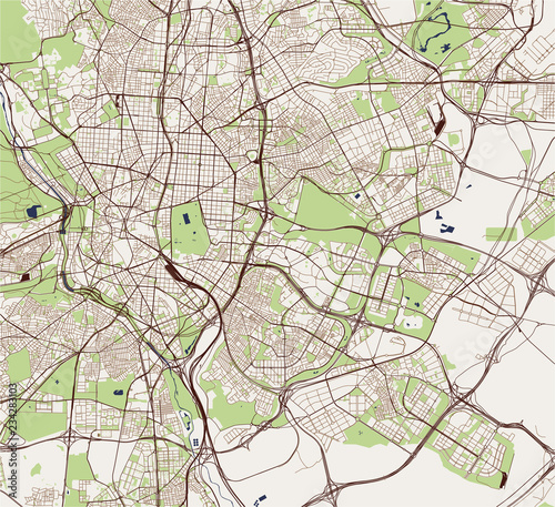 map of the city of Madrid, Spain