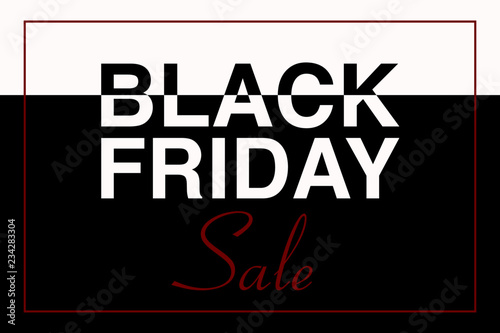 Illustrazione testo BLACK FRIDAY SALE, nero e bianco, vettoriale evento