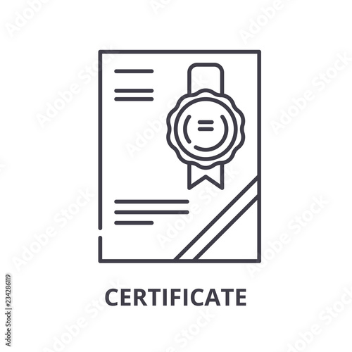 Cerificate line icon concept. Cerificate vector linear illustration, sign, symbol photo