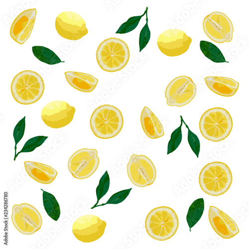 Pattern of lemons in pastel colors. Bright,realistic, juicy. Concept - creative summer banner, minimal summer idea, packaging, postcards. Vector illustration.