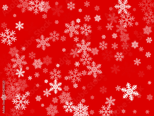 Snow flakes falling macro vector design, christmas snowflakes confetti falling chaotic scatter card. Winter snow shapes decor. Airy flakes falling and flying winter cool vector background.
