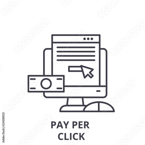 Pay per click line icon concept. Pay per click vector linear illustration, sign, symbol